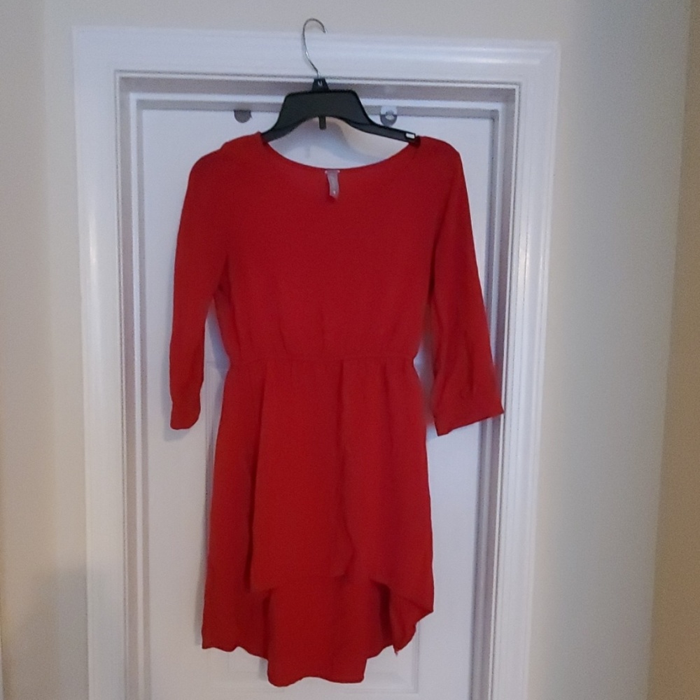 Red high low dress